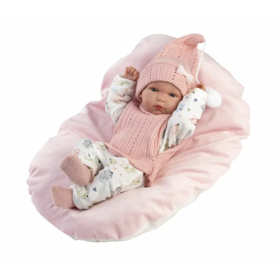 Csendes baba bakelit testtel, 35 cm, Spanyolországban kézzel készített, részletes kidolgozás, ideális fürdéshez.