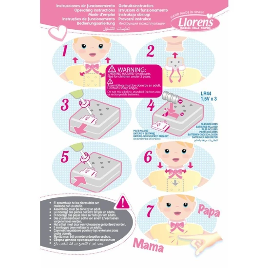 Interaktív beszélő baba Llorens 44 cm valósághű 