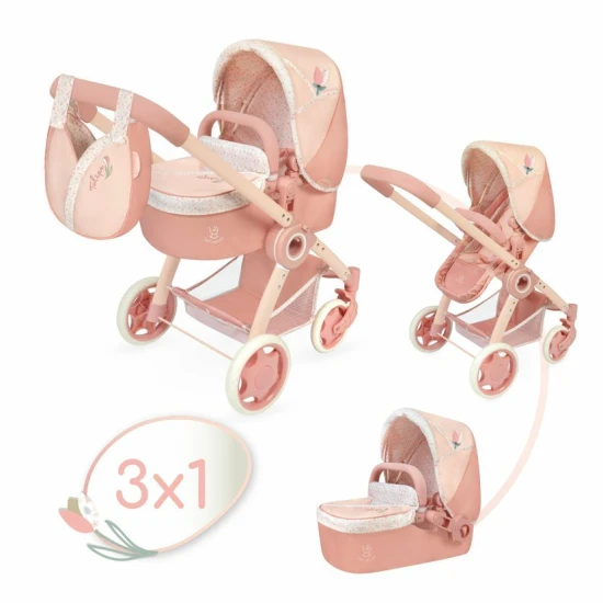 Tulipe 2025 összecsukható babakocsi kivehető táskával és 3 az 1-ben kombinált funkcióval.
