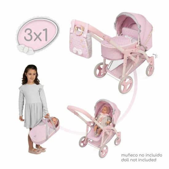 DeCuevas 81675 3 az 1-ben babakocsi hordtáskával a Sophie 2025 kollekcióból, lágy rózsaszín kivitelben.