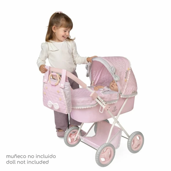 DeCuevas 85075 összecsukható babakocsi napernyővel és táskával a Sophie 2025 kollekcióból lágy pasztell színekben.
