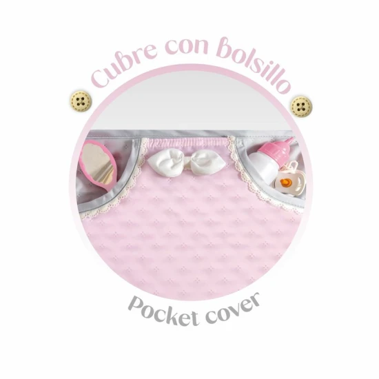 DeCuevas 85075 összecsukható babakocsi napernyővel és táskával a Sophie 2025 kollekcióból lágy pasztell színekben.