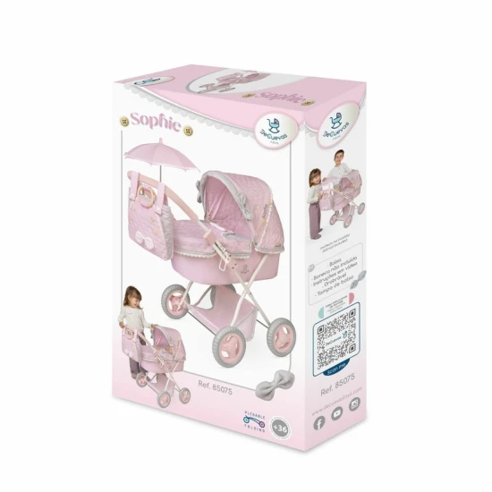 DeCuevas 85075 összecsukható babakocsi napernyővel és táskával a Sophie 2025 kollekcióból lágy pasztell színekben.