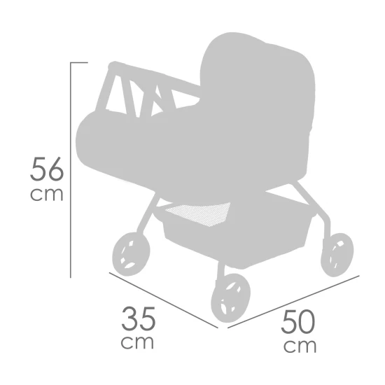 DeCuevas 86051 Az első babakocsim GALA 2023 táskával, rózsaszín és fehér torna motívummal és sporttáskával, tökéletes 3 éves kor feletti kislányoknak.