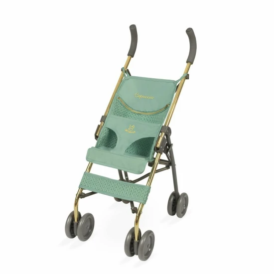 DeCuevas Összecsukható golfkocsi babáknak DeCuevas Capriccio 75 cm Összecsukható babakocsi DeCuevas Capriccio 2025 menta színben esernyővel és táskával, magassága 60 cm