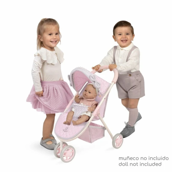 DeCuevas Háromkerekű sport babakocsi babákhoz DeCuevas Sophie 55 cm DeCuevas 90275 90275 Sophie 2025 baba háromkerekű sportbaba pasztell színekben, forgatható kerekekkel és tárolóhellyel.