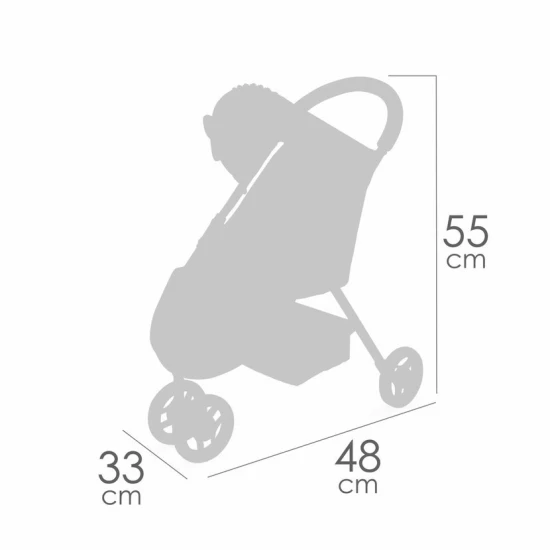 DeCuevas Háromkerekű sport babakocsi babákhoz DeCuevas Sophie 55 cm DeCuevas 90275 90275 Sophie 2025 baba háromkerekű sportbaba pasztell színekben, forgatható kerekekkel és tárolóhellyel.