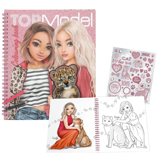 TOPModel Fergie és Candy kifestő Leoheart dizájnnal 40 oldal modellekkel cicákkal és matricaívvel Depesche