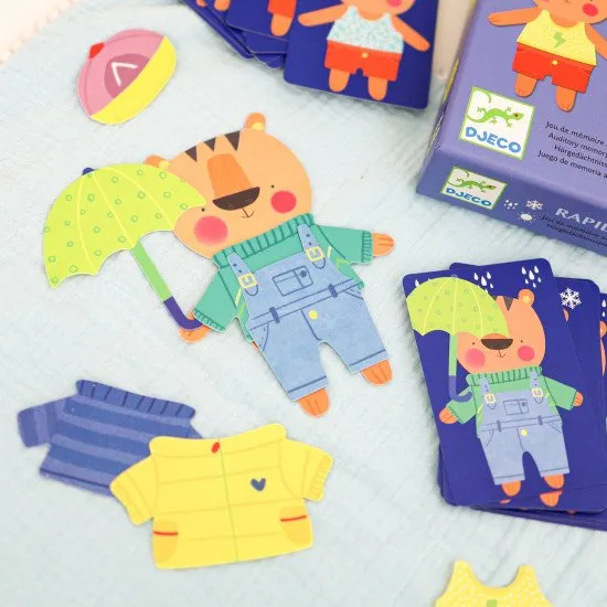 A Rapido Meteo játékban a játékosok versenyeznek, hogy ki tudja a leggyorsabban felöltöztetni a tigrisét az alapján, hogyan emlékezett csapattársa utasításaira.