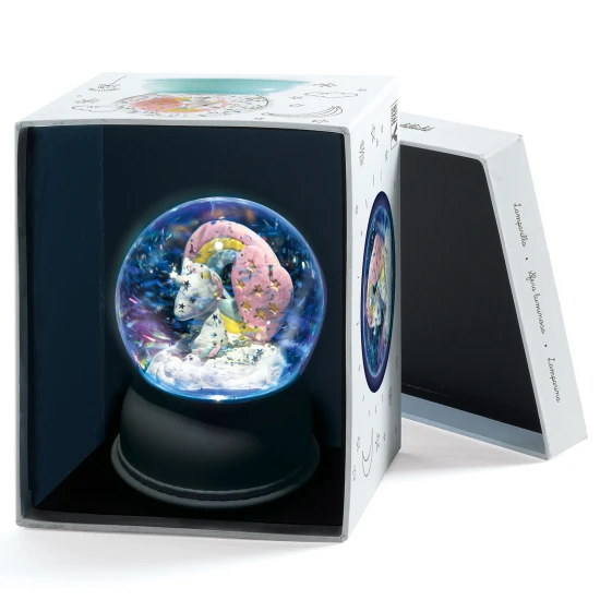 Éjszakai fény és hógömb Unikornis