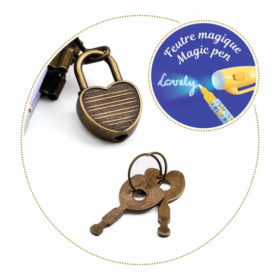 Titkos jegyzetfüzet varázstollal, lakattal és 2 kulccsal Kendra