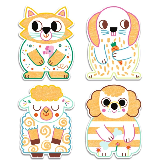 Varázslatos színezés zsírkrétákkal Háziállatok