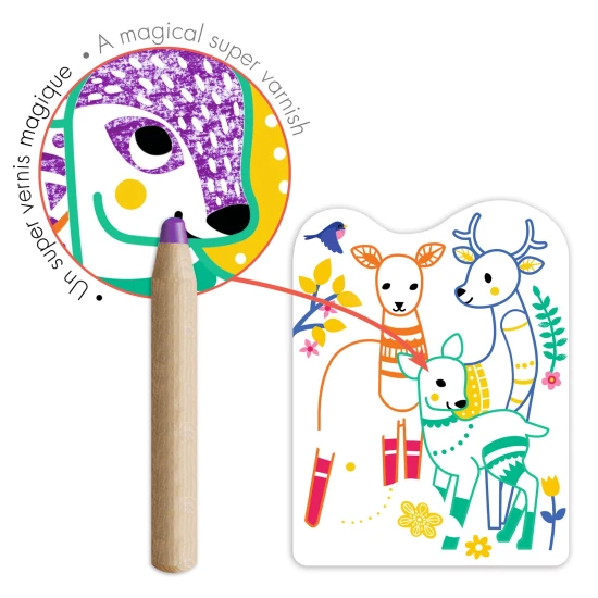 Varázslatos színezés zsírkrétákkal Családok az erdőből