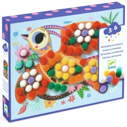 Kollázs pomponokkal Sziluett madarak