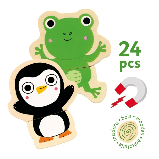 Fa mágneses kirakó Állatok