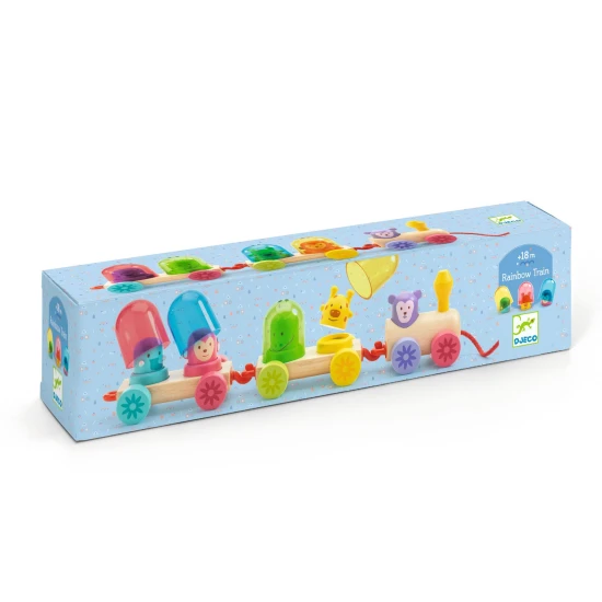 Fából készült szivárványvonat