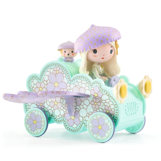 Jill és Jerry apró figurái repülő autóval