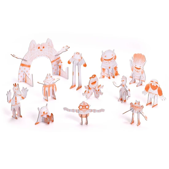 Karton 3D kreatív csapat szörnyek