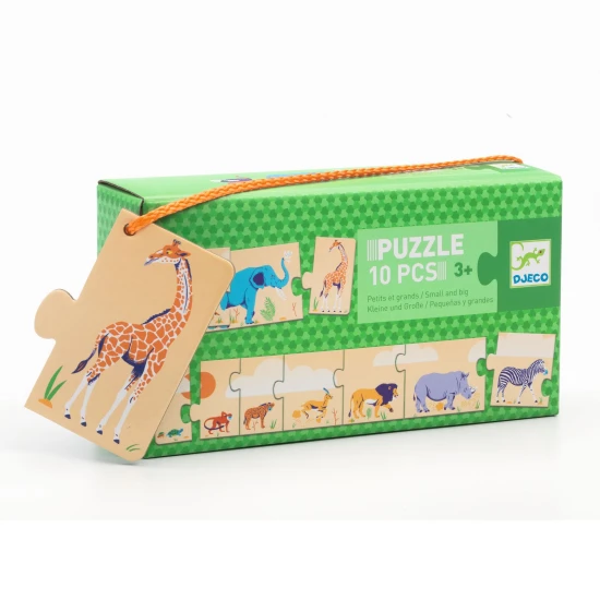 Afrikai állatok (kicsi, nagyobb, legnagyobb) fejlődési kirakós játék