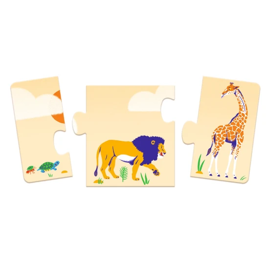Afrikai állatok (kicsi, nagyobb, legnagyobb) fejlődési kirakós játék