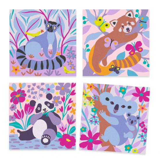 Színes homokkal alkotva Bársony mancsok