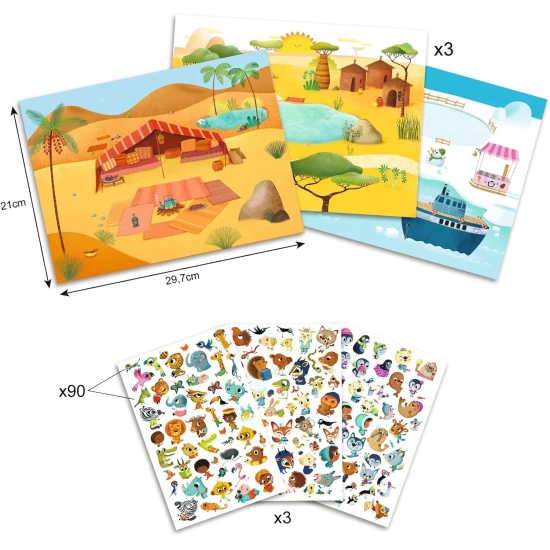 Kreatív készlet nagyszámú matricával.