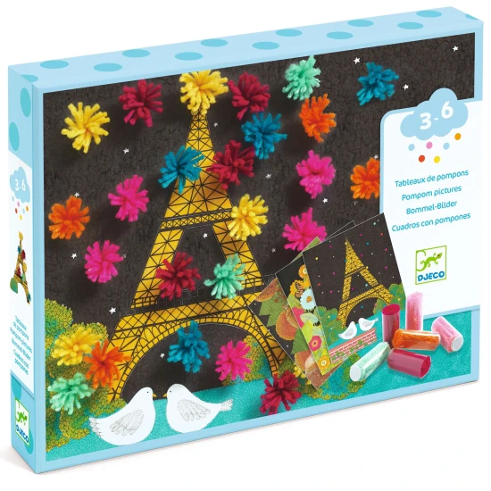 Öntapadós pompomok kollázsa