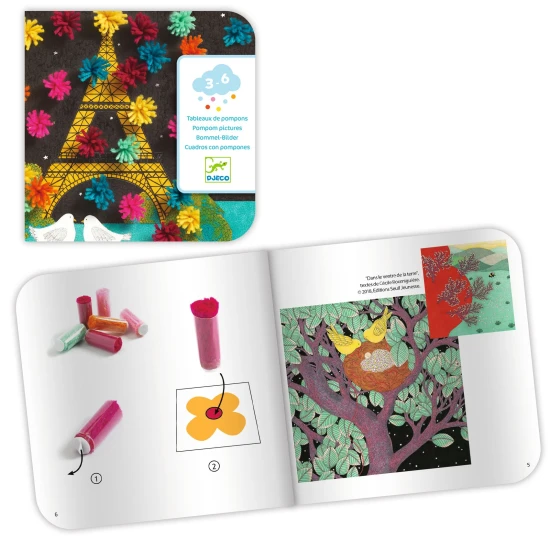 Öntapadós pompomok kollázsa