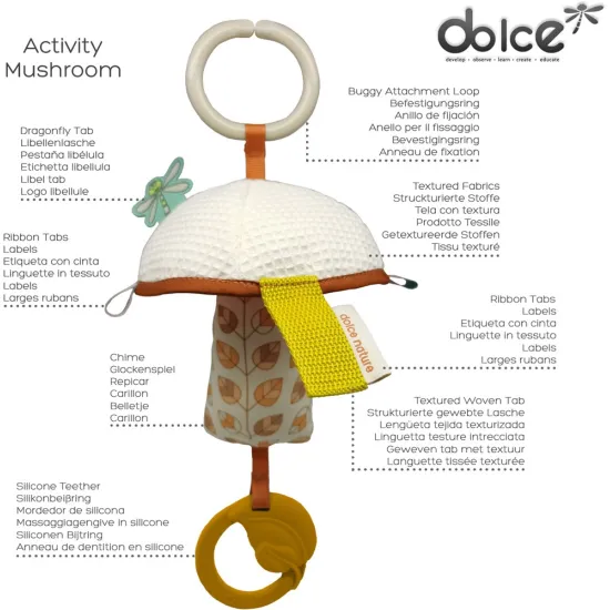 Akasztható szenzoros játék fogazóval Gomba az érzékek fejlesztésére Dolce