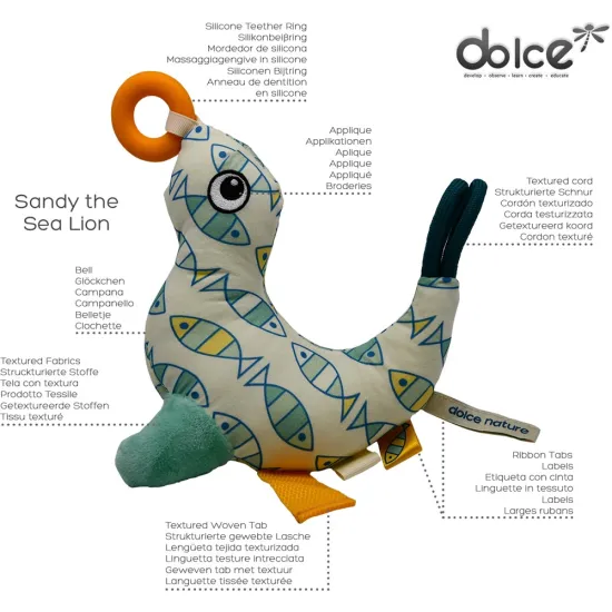 Érzékszervi játék Seal babáknak az érzékek fejlesztésére Dolce