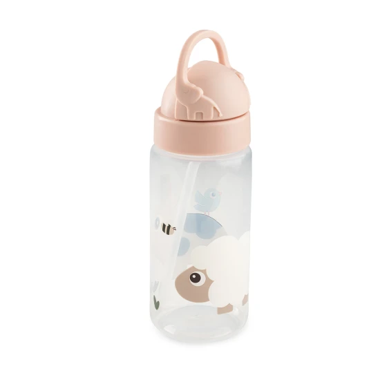Done by Deer Szívószálas kulacs Tiny farm rózsaszín 350 ml