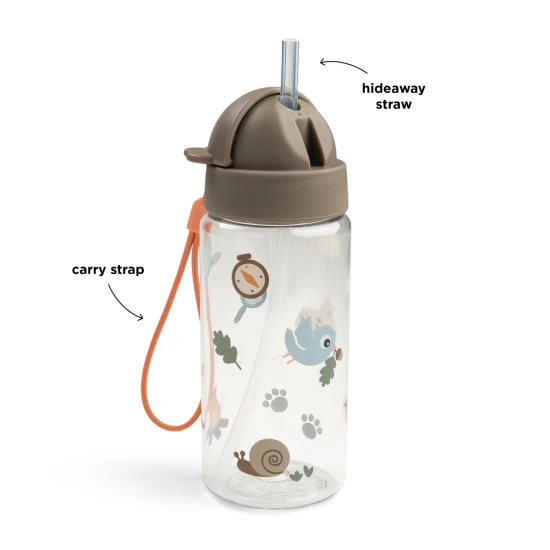 Done by Deer Szívószálas kulacs Tiny trails homok 350 ml