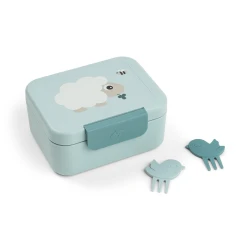 Kis uzsonnás doboz pálcikákkal Tiny farm kék