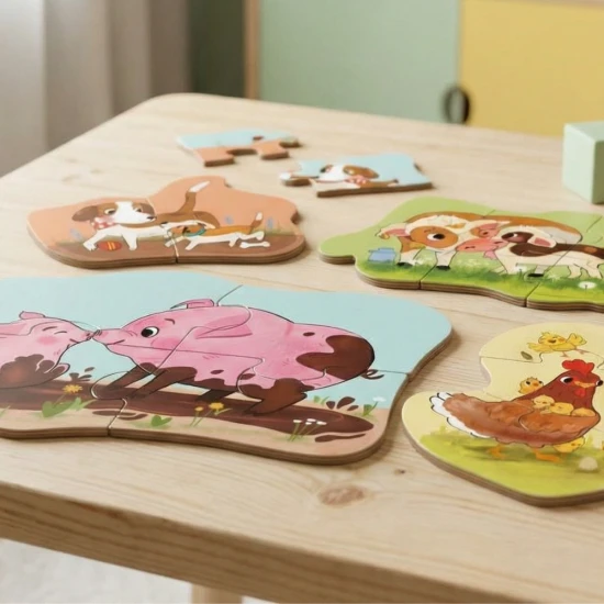 Első farmos puzzle 6 az 1-ben farmállatokkal és kicsinyeikkel