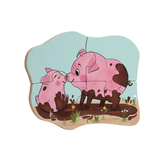 Első farmos puzzle 6 az 1-ben farmállatokkal és kicsinyeikkel