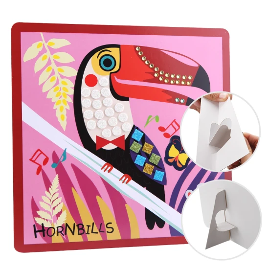 Jarmelo Mozaika - Állatok világa, 8 db kártya, hab mozaikdarabok és csillogó kövek a gyerekek alkotómunkájához