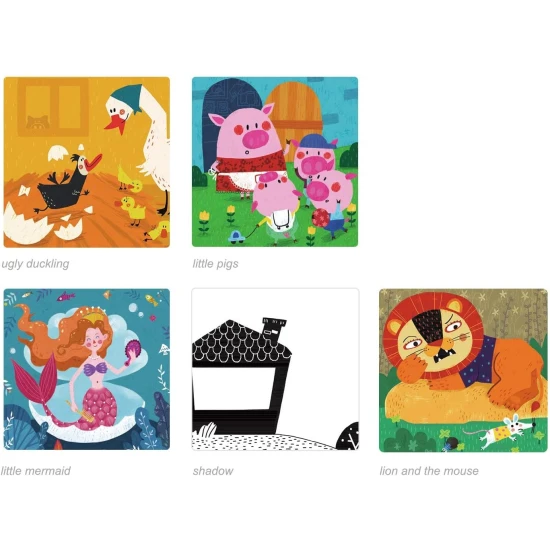 Jarmelo mese vetítős zseblámpa - árnyékszínház kivetítővel, 5 koronggal, 11 árnyékbábbal és egy mesekönyvvel