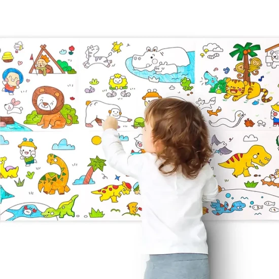 Jarmelo Öntapadó kifestőkönyv tekercsben Dinoszauruszok 3 m Jarmelo kifestőkönyv tekercsben Dinoszauruszok - felragasztható kifestőkönyv 118 × 40 cm falra, asztalra és padlóra