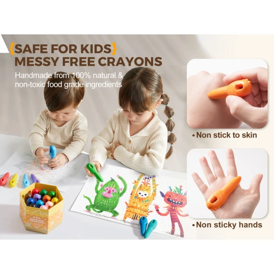 Jarmelo méhviasz gyertyák - 24 db masszív dobozban színes, játékos és biztonságos gyerekeknek