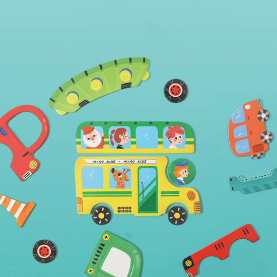 Jarmelo mágneses könyv Mozgásban - színes mágneses darabok a közlekedés témájával