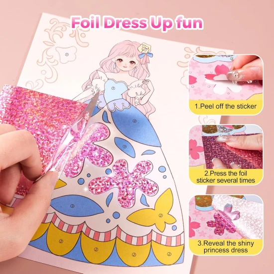 Jarmelo 4 az 1-ben Princess Glam szett - smink, öltözködés, díszítés strasszokkal és fóliákkal papírhercegnőknek