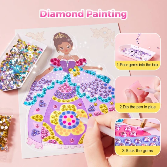 Jarmelo 4 az 1-ben Princess Glam szett - smink, öltözködés, díszítés strasszokkal és fóliákkal papírhercegnőknek