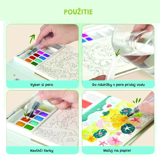 Jarmelo vízfestmény - Pet Paradise, egy könyv 8 színnel, 2 ecsettel és állatfestő oldalakkal