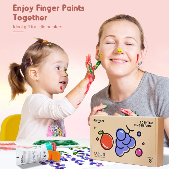 Jarmelo Scented Finger Paints - 12 színből álló készlet kellemes illattal, nem mérgező és mosható