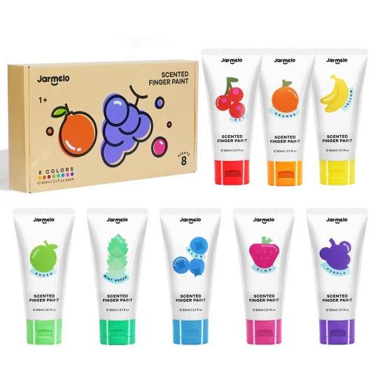 Jarmelo Scented Finger Paints - 8 színből álló készlet kellemes illatokkal, nem mérgező és mosható