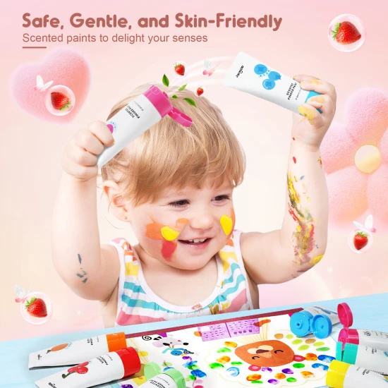 Jarmelo Scented Finger Paints - 12 színből álló készlet kellemes illattal, nem mérgező és mosható