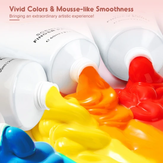 Jarmelo Scented Finger Paints - 12 színből álló készlet kellemes illattal, nem mérgező és mosható