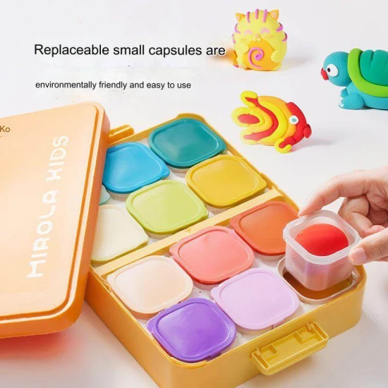 Jarmelo modellező agyag dobozban - 12 színű készlet, nem mérgező modellező szórakozás gyerekeknek