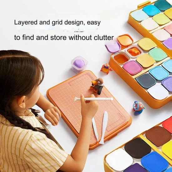 Jarmelo modellező agyag dobozban - 12 színű készlet, nem mérgező modellező szórakozás gyerekeknek