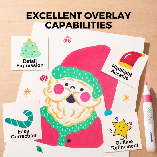 Élénk színű réteges filctollak Jarmelo – mosható gyerek filctollak rétegező hatással, 12 színű készlet